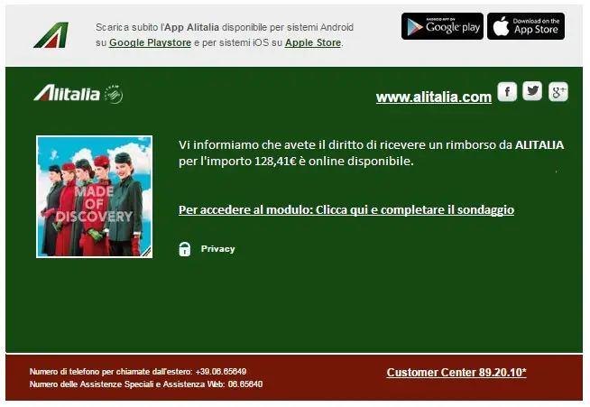 FATTURA ALITALIA SCARICA