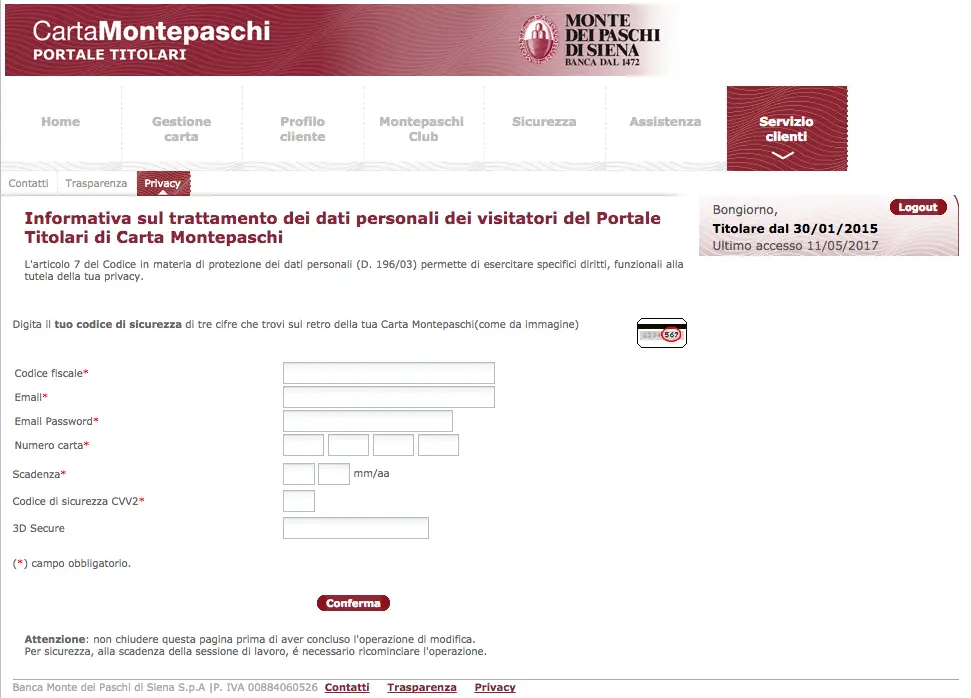 Phishing Su Monte Dei Paschi Di Siena Errata Comunicazione