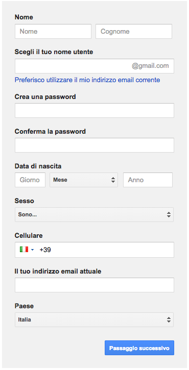 creare indirizzo gmail