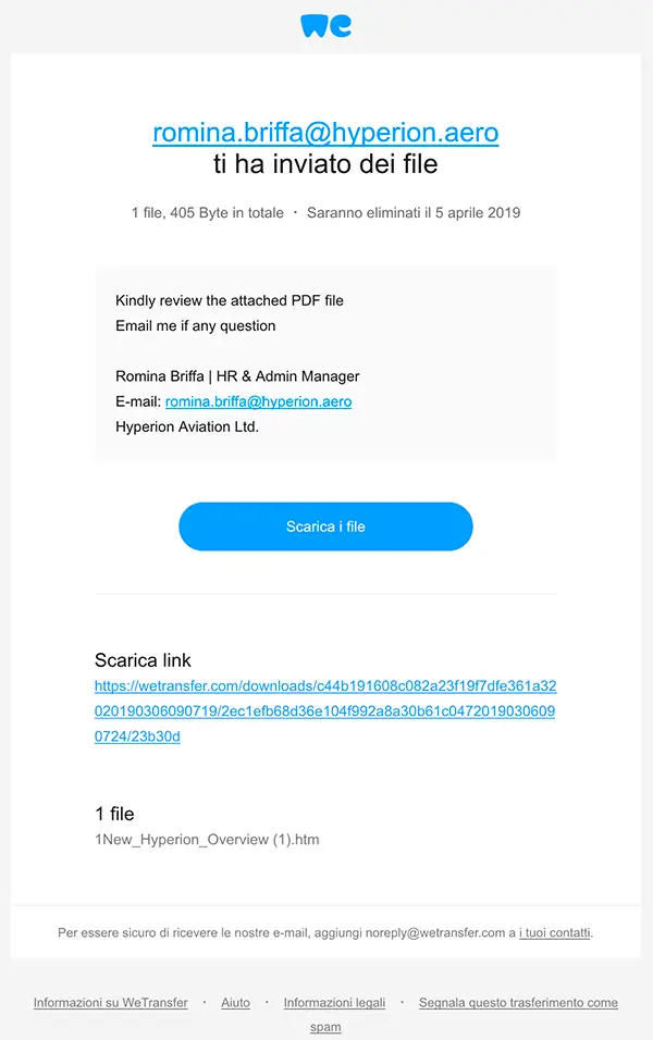 scarica wetransfer in italiano