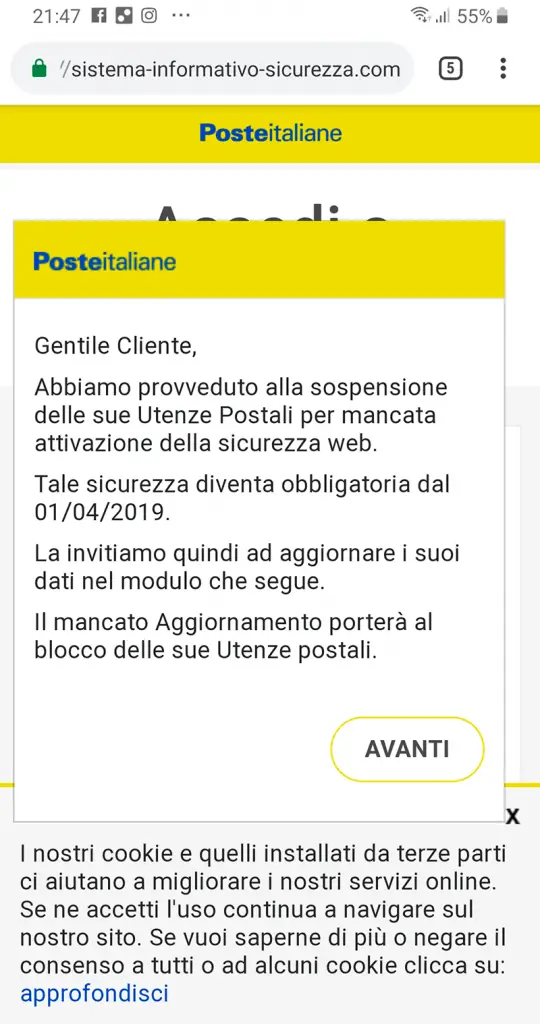 Poste Italiane, nuovo phishing via SMS 2