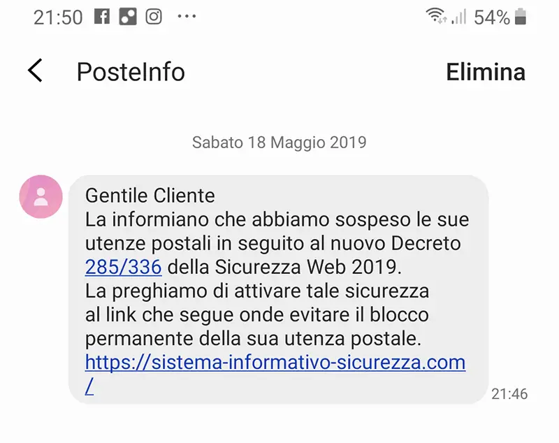 Poste Italiane, nuovo phishing via SMS 1